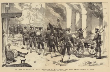 Kriget i Egypten, marinens ockupation av Alexandria, den första rekognosceringen i styrka